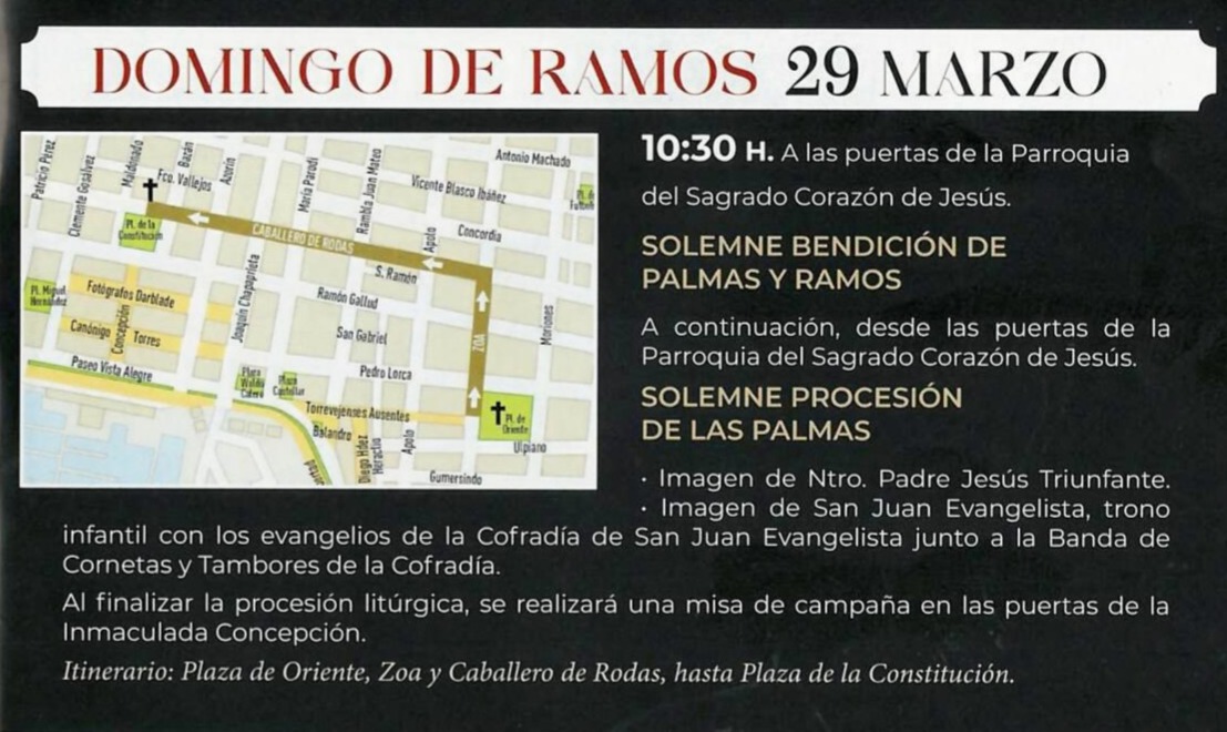 Itinerario 29 de marzo