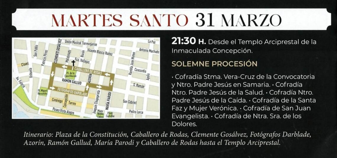 Itinerario Martes Santo 2026